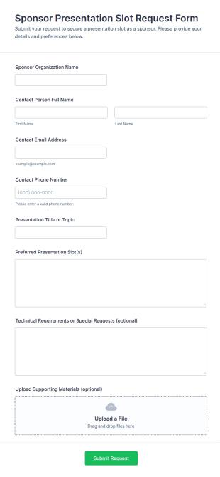 Sponsor Presentation Slot Request Form Template