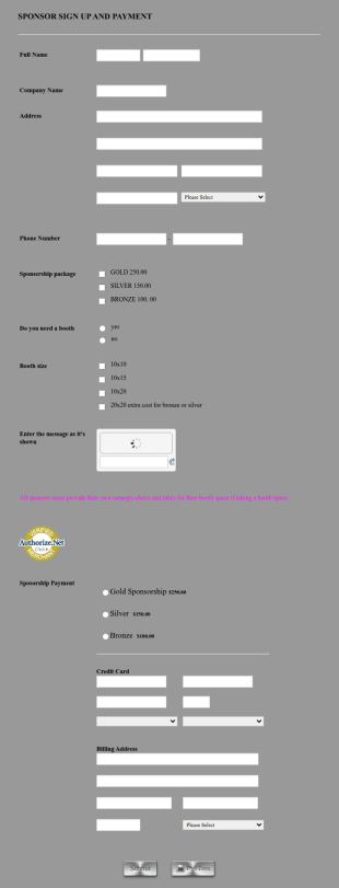 Sponsor Sign Up And Payment Form Template