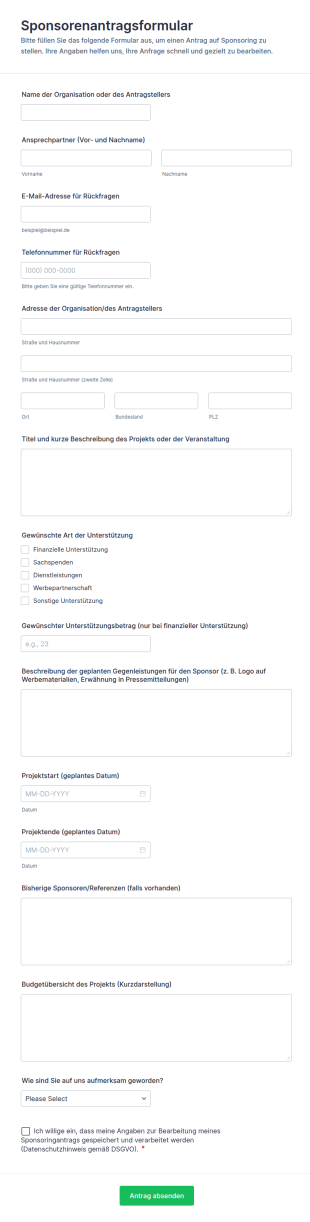 Sponsorenantragsformular