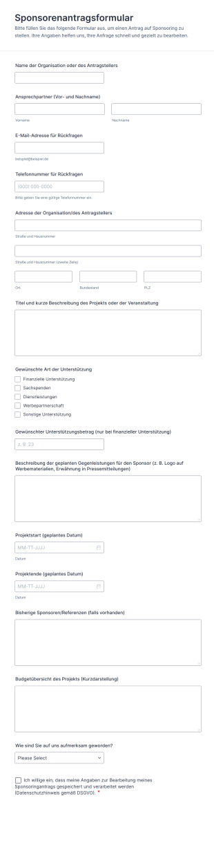 Sponsorenantragsformular