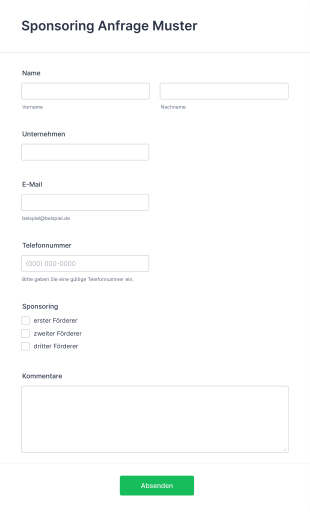 Sponsoring Anfrage Muster Form Template