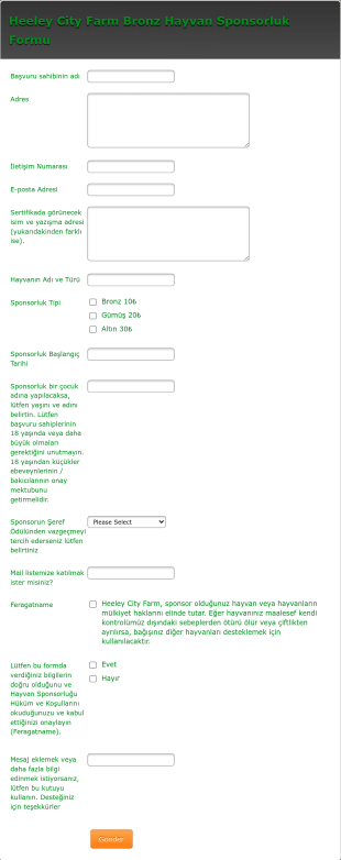 Sponsorluk Başvurusu Form Template