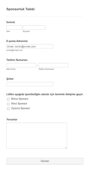Sponsorluk Talep Form Şablonu