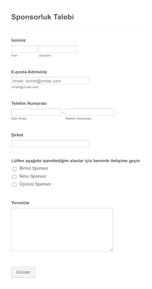 Sponsorluk Talep Form Şablonu