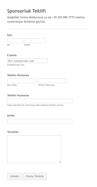 Sponsorluk Teklif Form Template