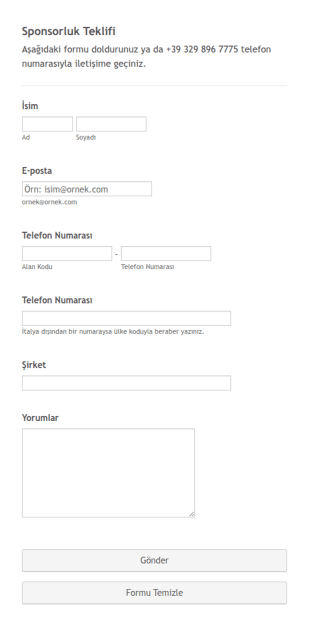 Sponsorluk Teklif Form Şablonu