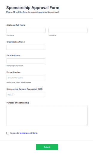 Sponsorship Approval Form Template