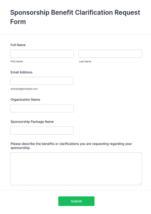 Sponsorship Benefit Clarification Request Form Template