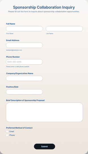 Sponsorship Collaboration Inquiry Form Template