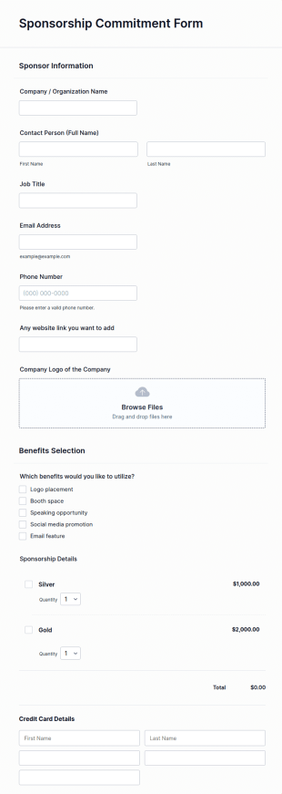 Sponsorship Commitment Form Template