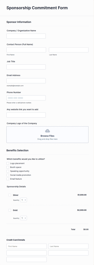 Sponsorship Commitment Form Template