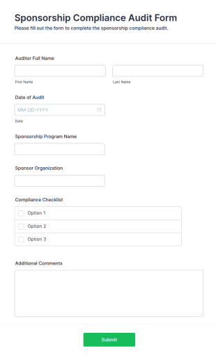 Sponsorship Compliance Audit Form Template