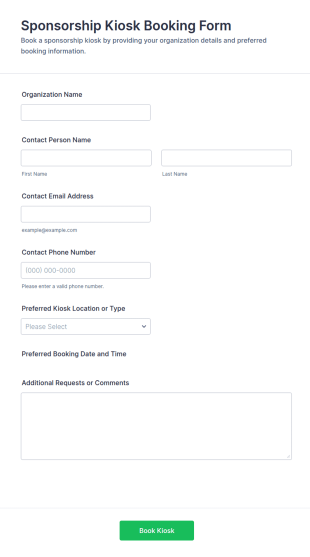 Sponsorship Kiosk Booking Form Template
