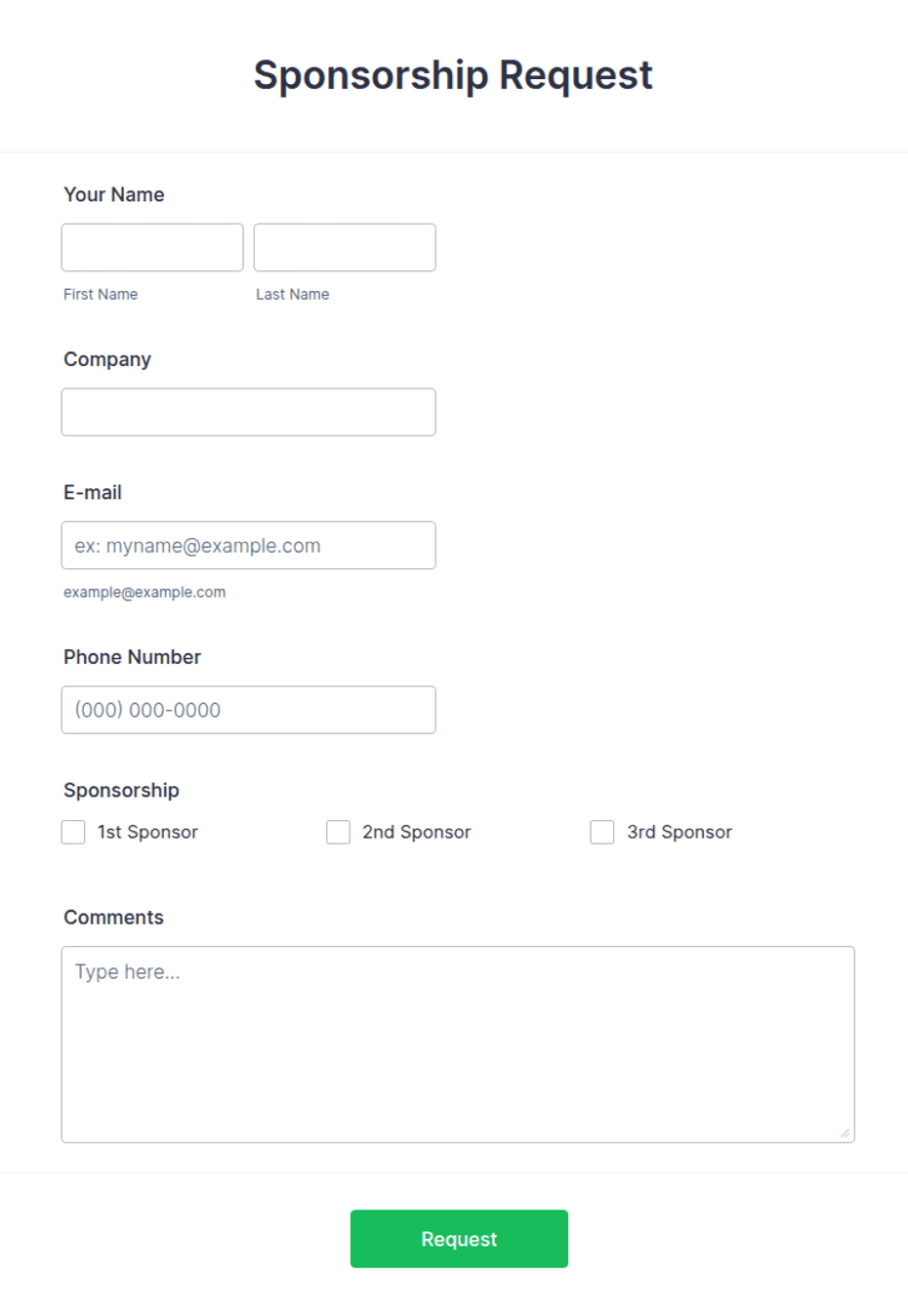 Sponsorship Request Form Template | Jotform