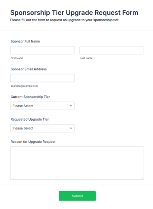 Sponsorship Tier Upgrade Request Form Template