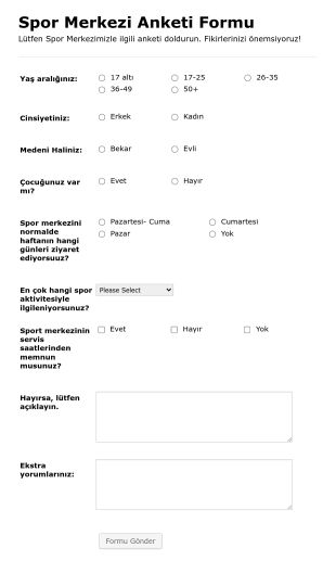 Spor Salonu Müşteri Takip Form Template