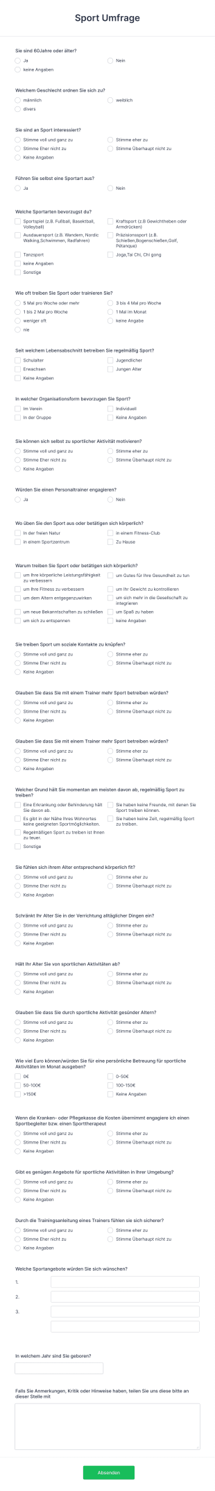 Sport Umfrage