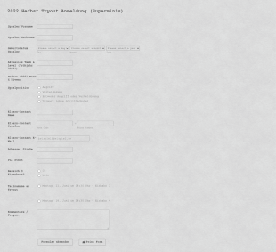 Sportanmeldeformular Form Template