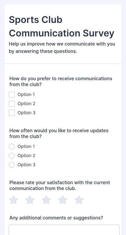 Sports Club Communication Survey