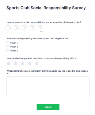 Sports Club Social Responsibility Survey Form Template