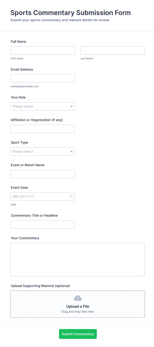 Sports Commentary Submission Form Template