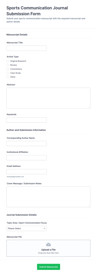 Sports Communication Journal Submission Form Template