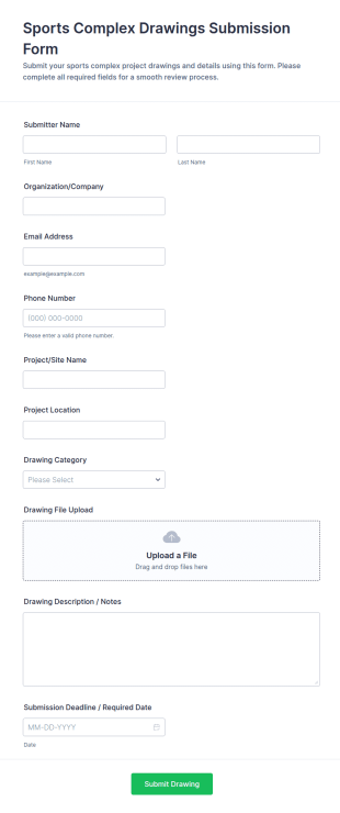 Sports Complex Drawings Submission Form Template