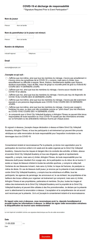 Sports COVID 19 Et Libération De L'exonération De Responsabilité