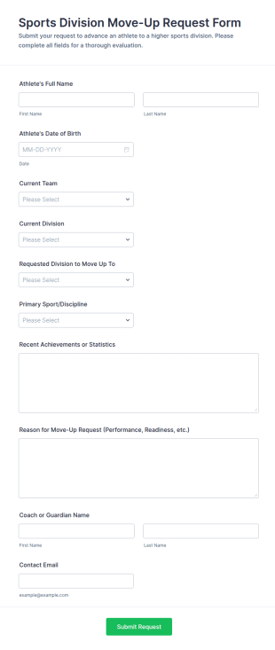 Sports Division Move Up Request Form Template
