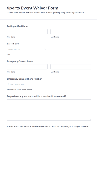 Sports Event Waiver Form Template