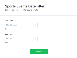 Sports Events Date Filter Form Template