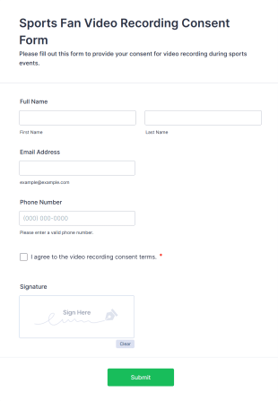 Sports Fan Video Recording Consent Form Template