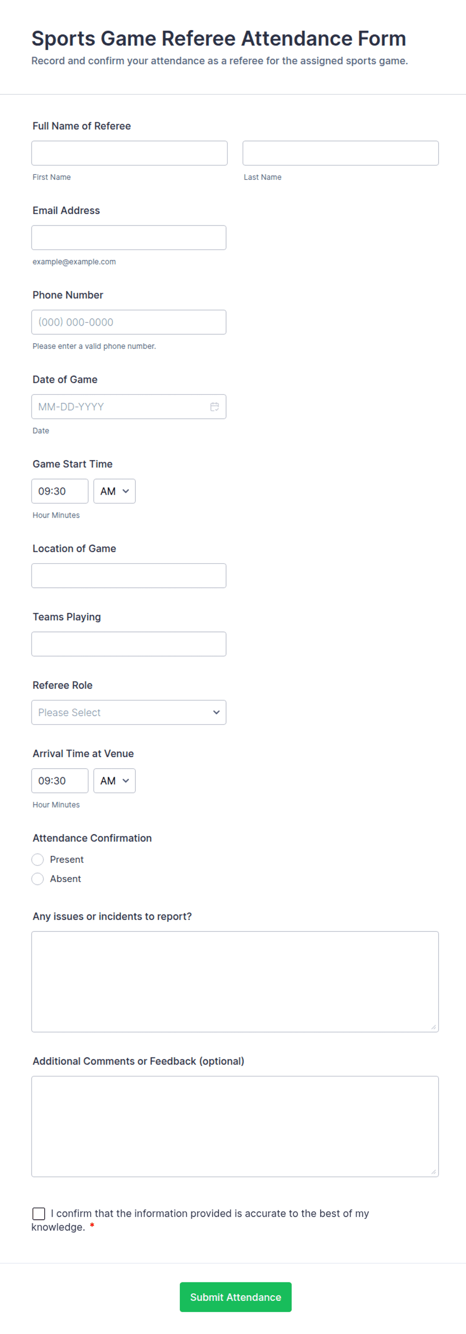 Sports Game Referee Attendance Form Template Jotform Sports Game Referee Attendance Form Template Jotform