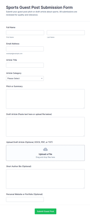 Sports Guest Post Submission Form Template