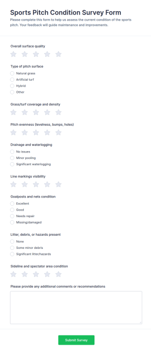 Sports Pitch Condition Survey Form Template
