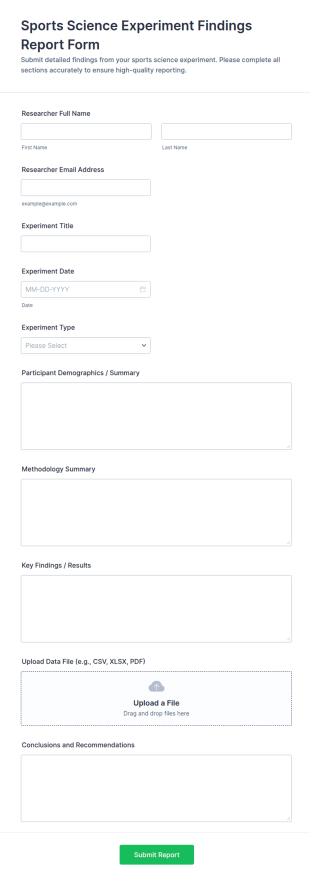 Sports Science Experiment Findings Report Form Template