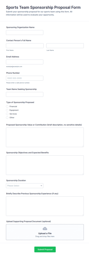 Sports Team Sponsorship Proposal Form Template