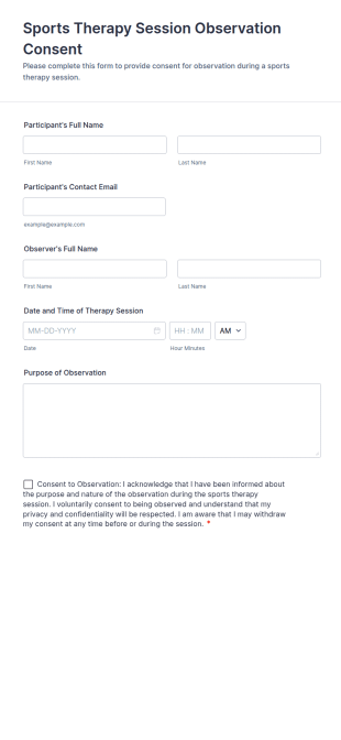 Sports Therapy Session Observation Consent Form Template
