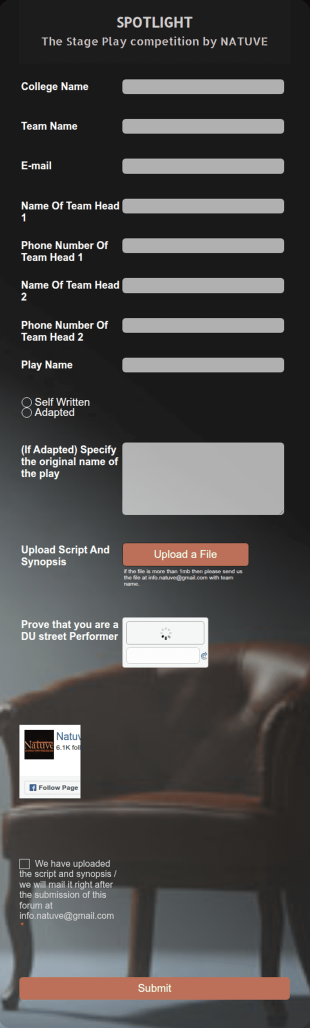 Stage Play Registration Form Template