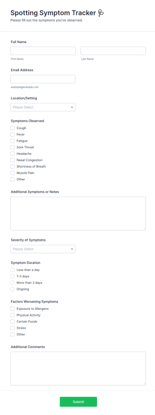 Spotting Symptom Tracker 🩺 Form Template