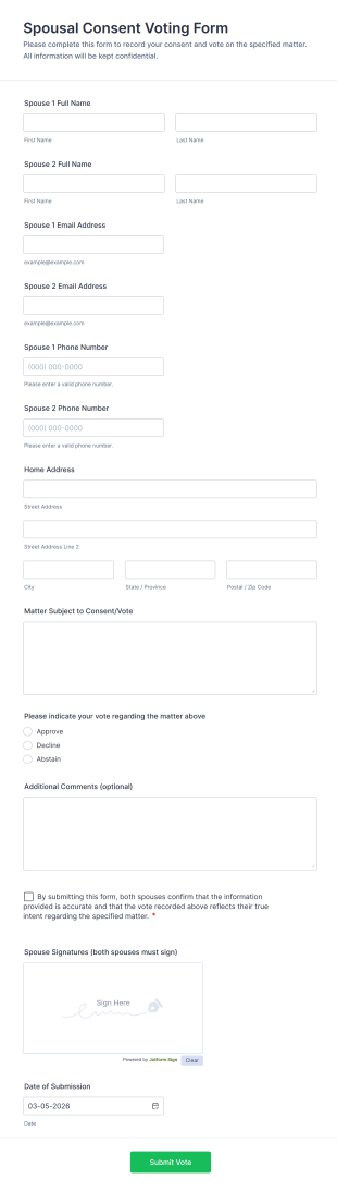 Spousal Consent Voting Form Template