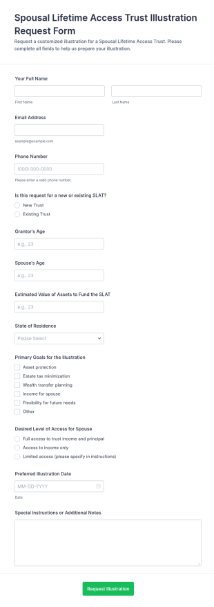 Spousal Lifetime Access Trust Illustration Request Form Template