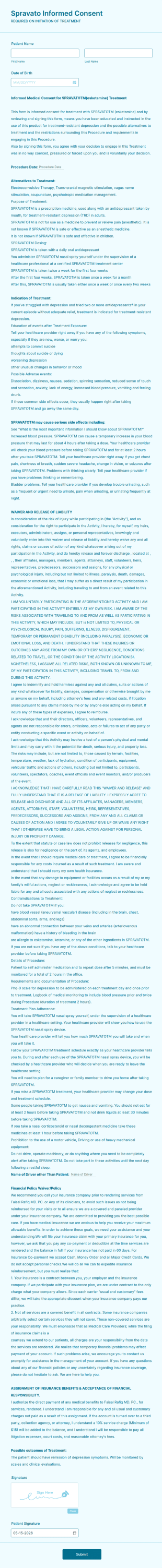 Antidepressant Informed Consent Form Template