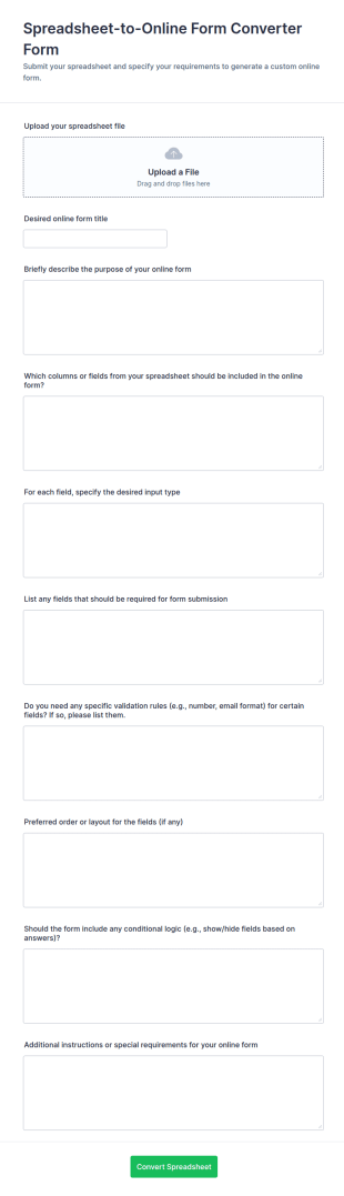 Spreadsheet To Online Form Converter Request