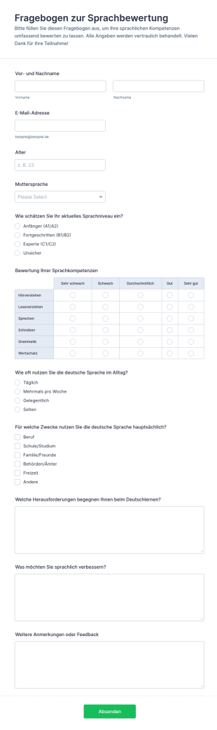 Sprechbewertung Umfrage