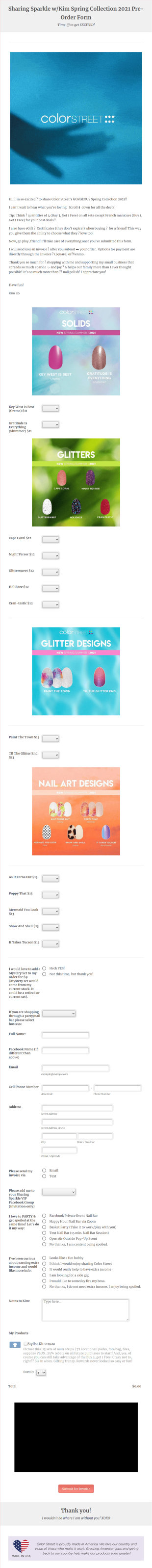 Spring Collection 2021 Pre Order Now Form Template