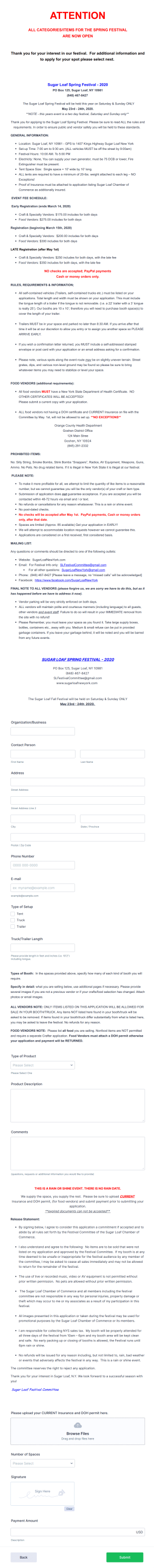 Spring Festival Vendor Registration Form Template