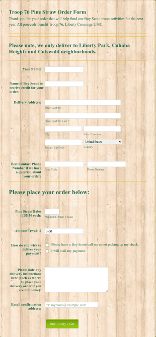Spring Pine Straw Sale Form Template