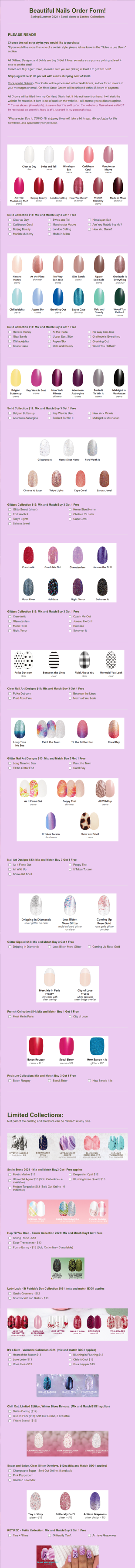 SpringSummer 2021 Color Street Ordering Form Template