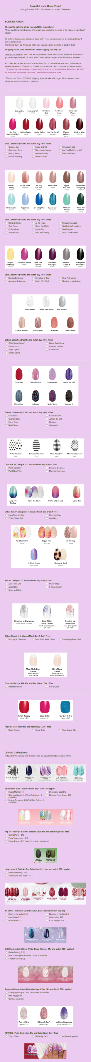 SpringSummer 2021 Color Street Ordering Form Template